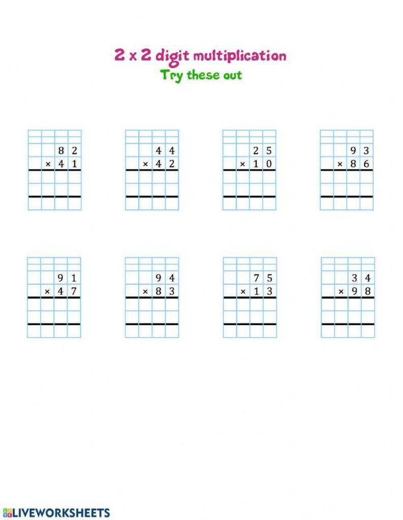 Multiplication 2 Digits By 2 Digit Worksheets - Multiply 2 Digit By 2 Digit Worksheet - Jenny Printable