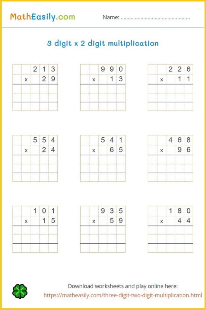 Multiplication 3 Digit By 2 Digit Worksheets – Free Printable Worksheet Multiplication 3 Digit By 2 Digit Worksheets - Free Printable Worksheet