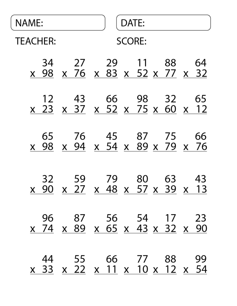 Multiplication By 2 Digits Worksheets Multiplying Two Digit Numbers By Multiplication By 2 Digits Worksheets Multiplying Two Digit Numbers By