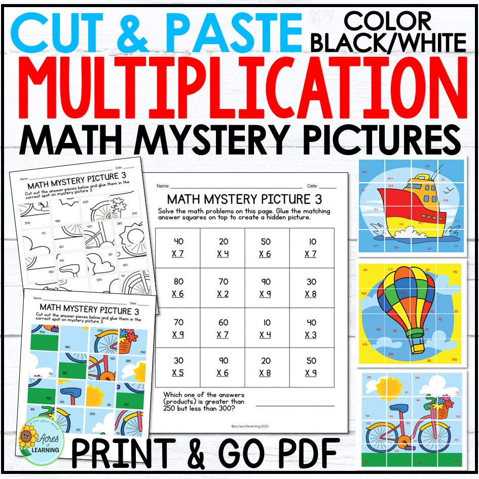Multiplication Cut and Paste Mystery Picture | Fast Finishers Math … Multiplication Cut and Paste Mystery Picture | Fast Finishers Math ...