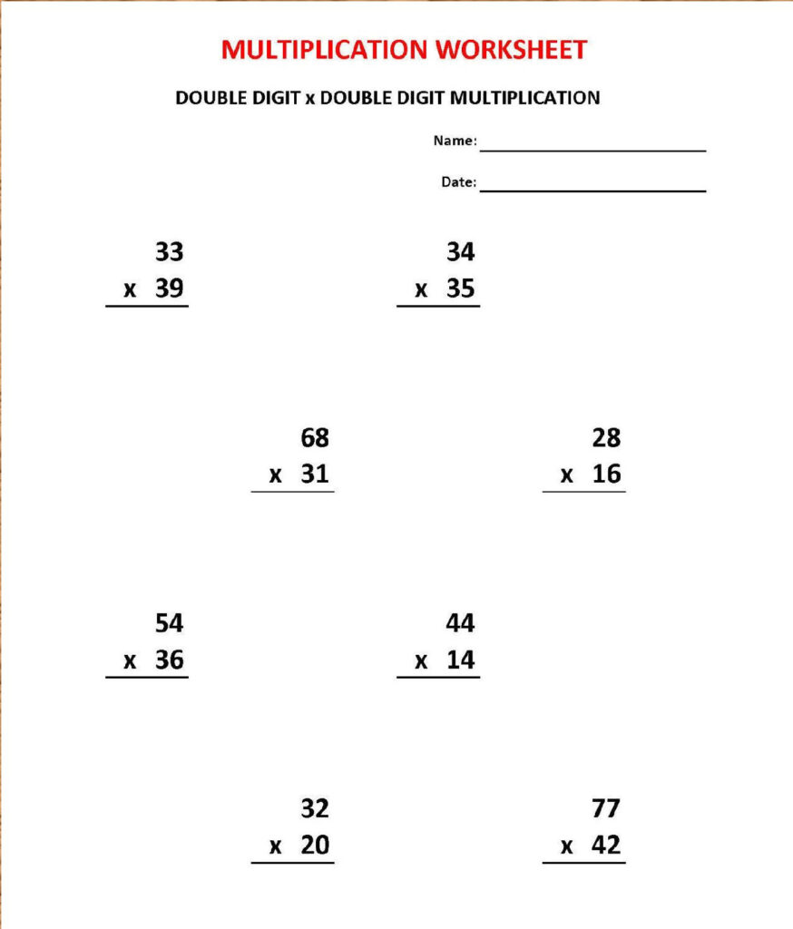 Multiplication Double Digit Worksheet | Multiplication Worksheets
