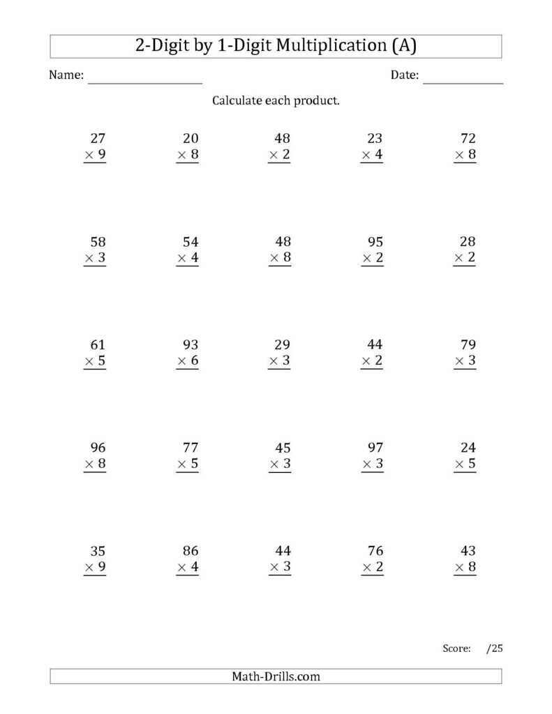 Multiplication Double Digit Worksheet - prntbl.concejomunicipaldechinu ...