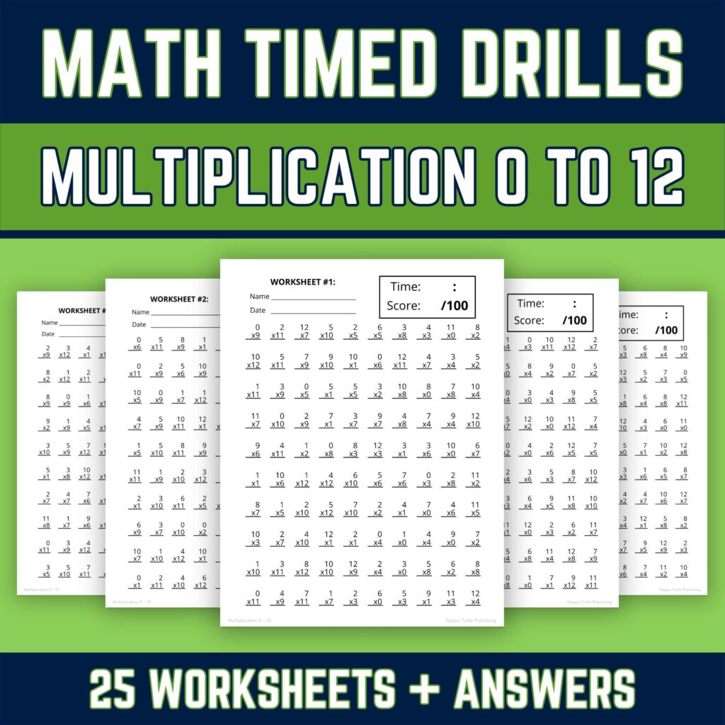 Timed multiplication facts worksheets for 0 to 12 for 2nd graders