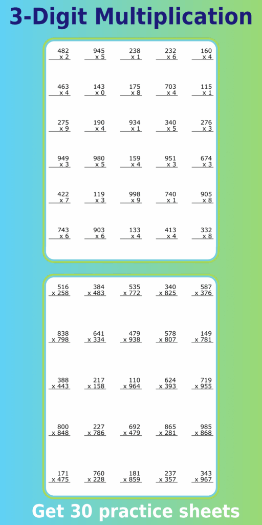 Multiplication For 3rd Graders Worksheets - ready to print