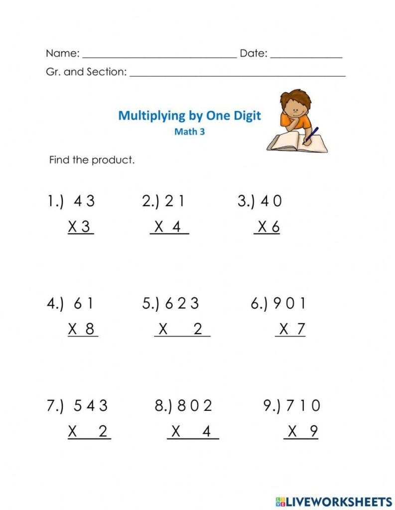 Multiplication - Grade 3 Math Worksheets - Worksheets Library