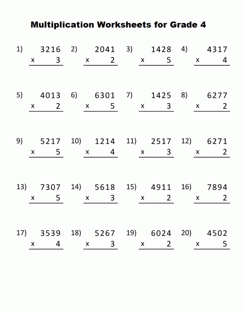 Multiplication Problems For Grade 4 | Multiplication Worksheets