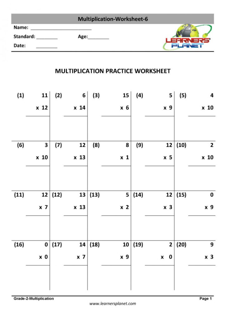 Multiplication Sheet For Class 2 | Multiplication Worksheets