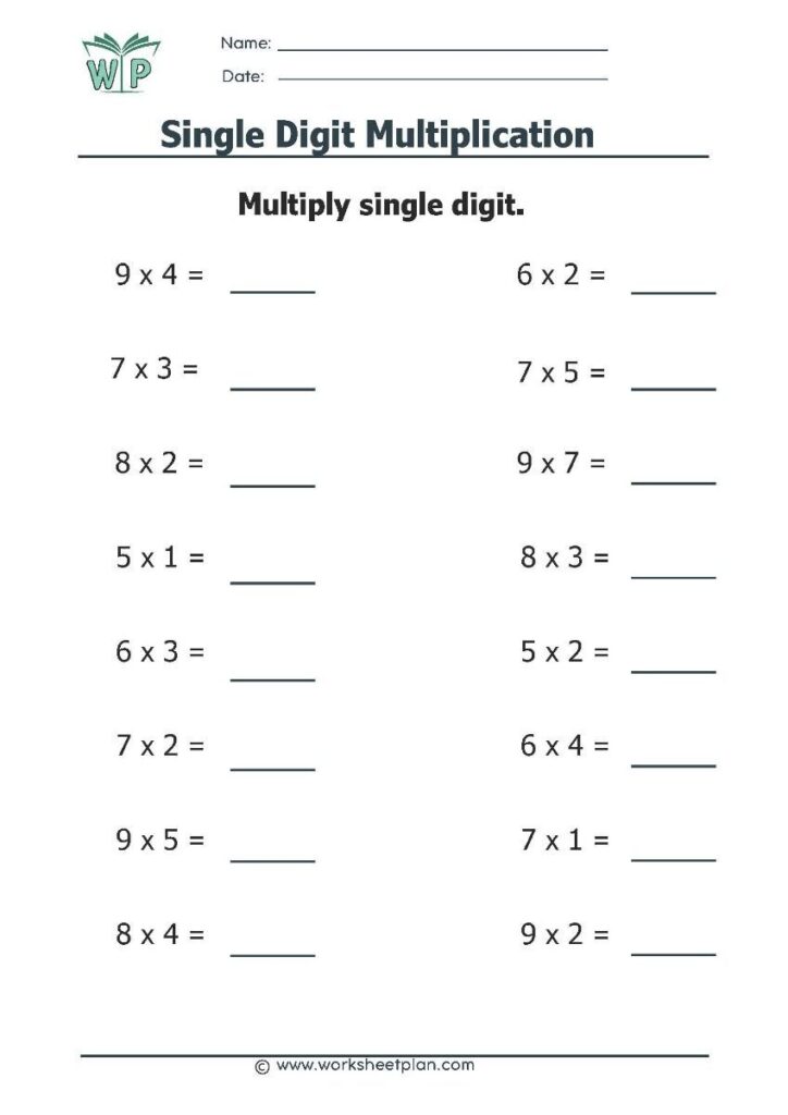 Multiplication single digit worksheets | 1st grade multiplication ...