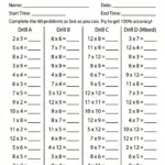 Multiplication Speed Test Worksheets Printable