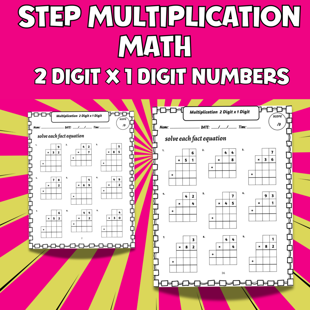 Multiplication Step By Step Worksheet - Step Multiplication Math Practice Worksheets , 2 Digit x 1 Digit ...