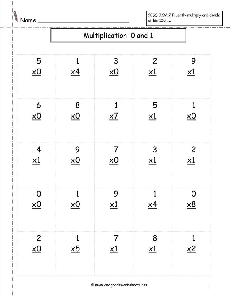 Multiplication Table 0 And 1 Worksheet - Free Worksheets Printable