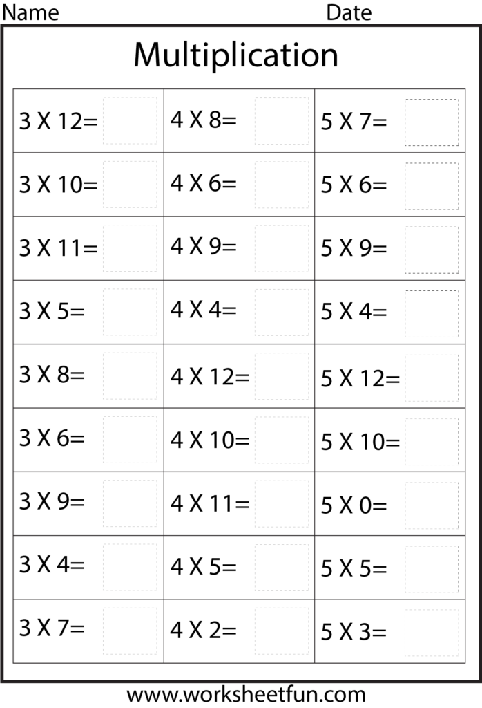 Multiplication Table Printable Worksheet - Writing Practice Worksheet