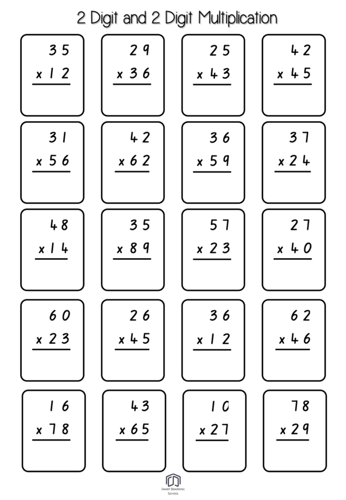 Multiplication Table Worksheets 2 Digits Multiplication Table Worksheets 2 Digits