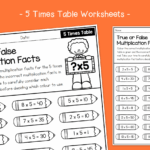 Multiplication True Or False Worksheet
