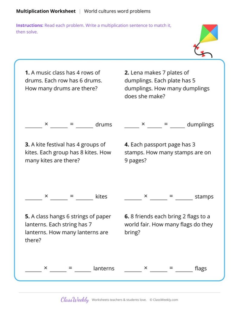 Multiplication Word Problems – Human Body Worksheet Multiplication Word Problems - Human Body Worksheet