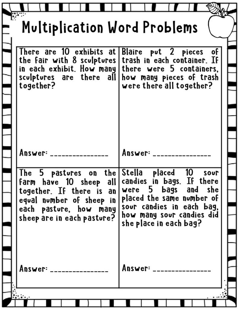 Multiplication Word Problems Maths Worksheets Vol 1 - Educational ...