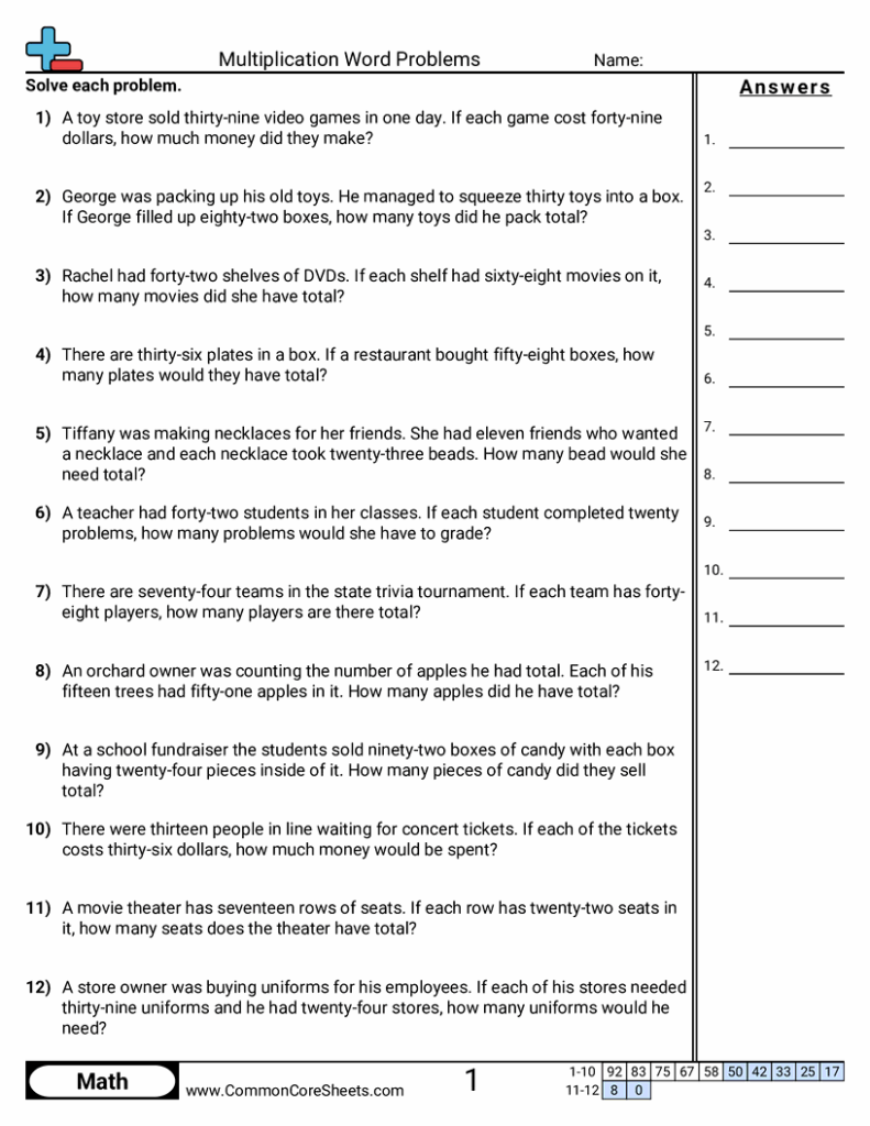 Multiplication Word Problems Worksheet Download Multiplication Word Problems Worksheet Download