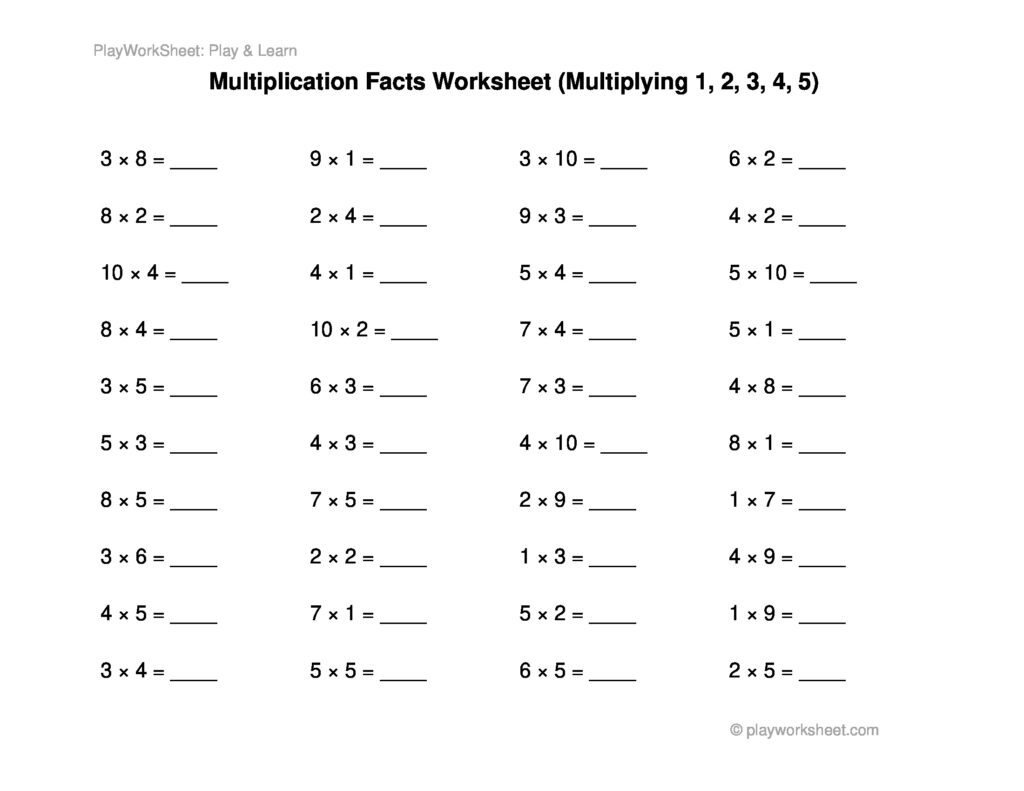 Multiplication Worksheets 1 2 3 4 5 – Basic Multiplication Facts Worksheet: Multiplying 1, 2, 3, 4, and 5 … Multiplication Worksheets 1 2 3 4 5 - Basic Multiplication Facts Worksheet: Multiplying 1, 2, 3, 4, and 5 ...