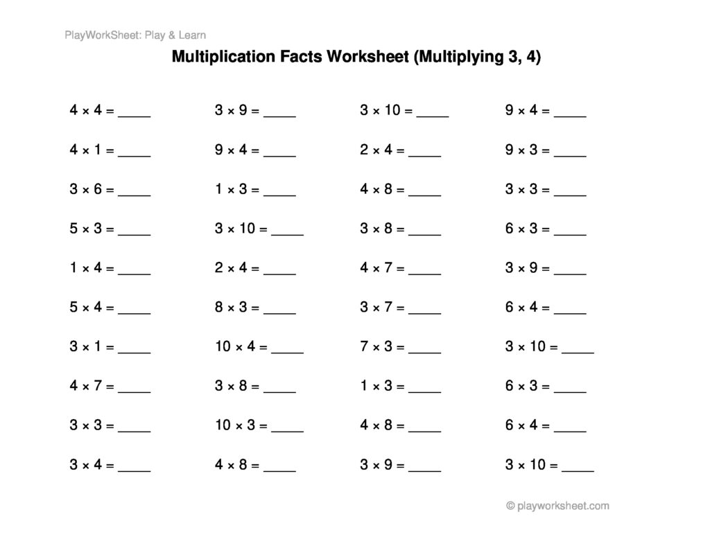 Multiplication Worksheets 2 3 4 – Basic Multiplication Facts Worksheet: Multiplying 3 and 4 | Free … Multiplication Worksheets 2 3 4 - Basic Multiplication Facts Worksheet: Multiplying 3 and 4 | Free ...
