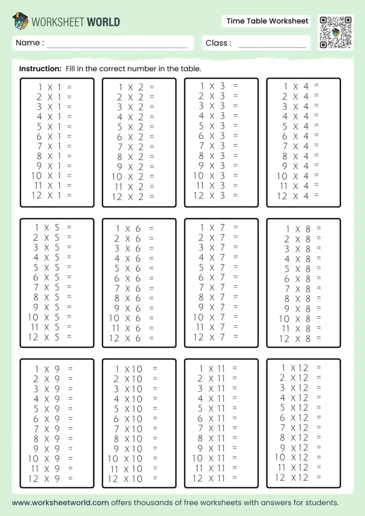 Multiplication Worksheets 2 3 4 5 - times tables worksheets