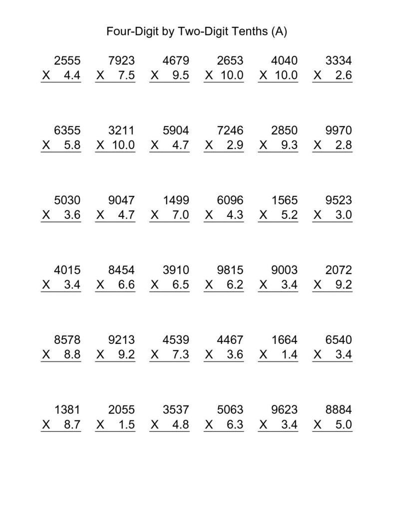 Multiplication Worksheets For 6th Grade - 6th Grade Multiplication Worksheets | Multiplication Worksheets