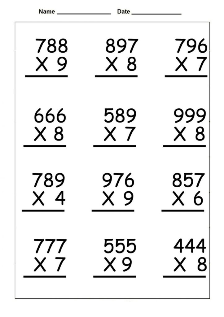 Multiplication Worksheets Grade 4 With Answers Multiplication Worksheets Grade 4 With Answers