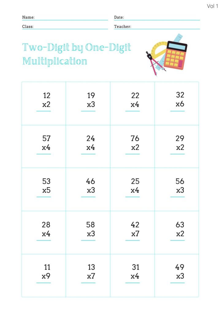 Multiply 2-Digit by 1-Digit without Regrouping – Math Worksheets … Multiply 2-Digit by 1-Digit without Regrouping - Math Worksheets ...