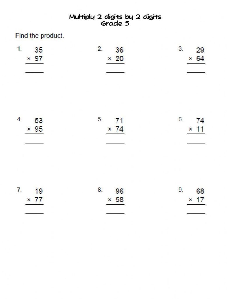 Multiply 2 digits by 2 digits grade 5 worksheet – Worksheets Library Multiply 2 digits by 2 digits grade 5 worksheet - Worksheets Library