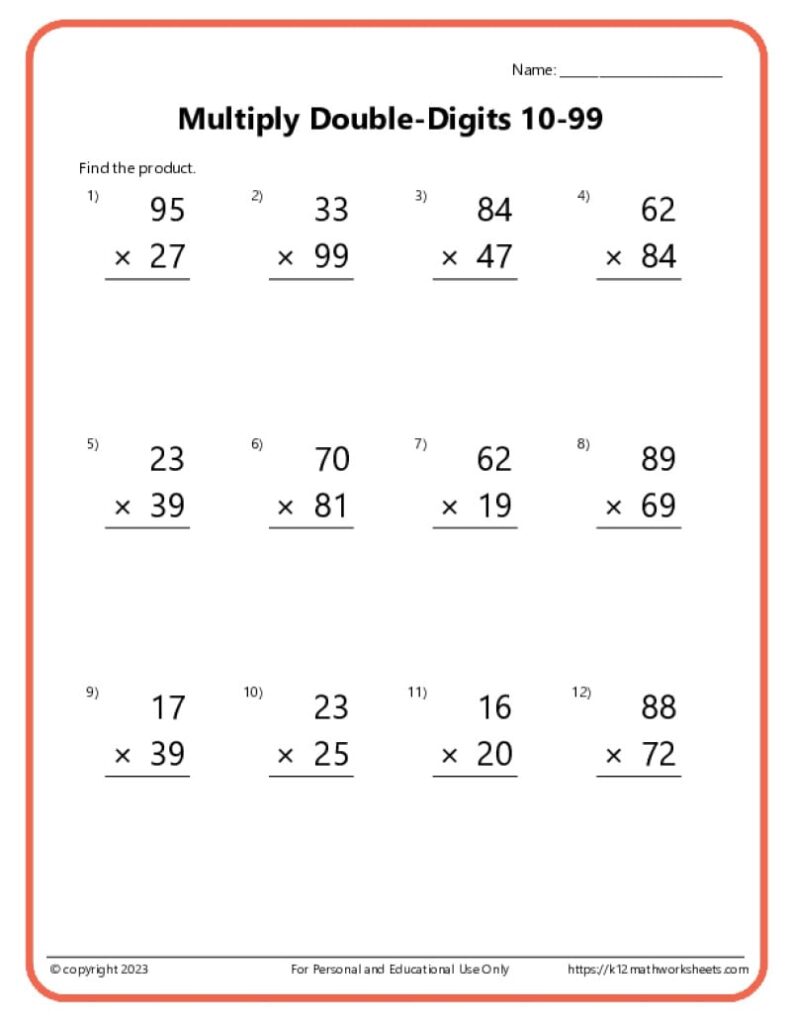 Multiply 2 X 2 Digit Multiply 2 X 2 Digit