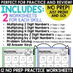Multiply Multi Digit Whole Numbers Worksheet
