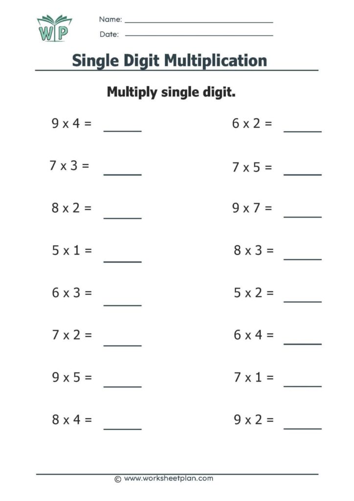 Multiply Single Digit Worksheets » Worksheet Plan Multiply Single Digit Worksheets » Worksheet Plan