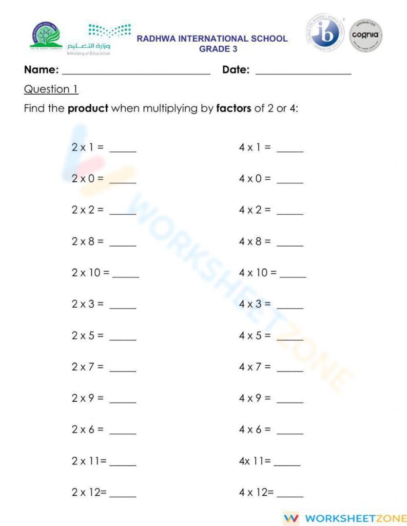 Multiply With 2 And 4 Worksheet - Multiplication By 2 And 4 Worksheet