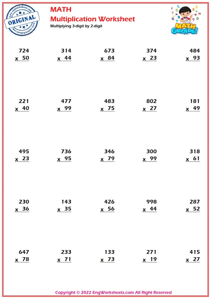 Multiplying 3-digit by 2-digit Worksheets and Exercise – PDF … Multiplying 3-digit by 2-digit Worksheets and Exercise - PDF ...