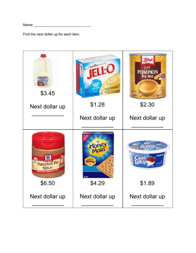 Next dollar up … | Math Worksheets | 456688 Next dollar up … | Math Worksheets | 456688