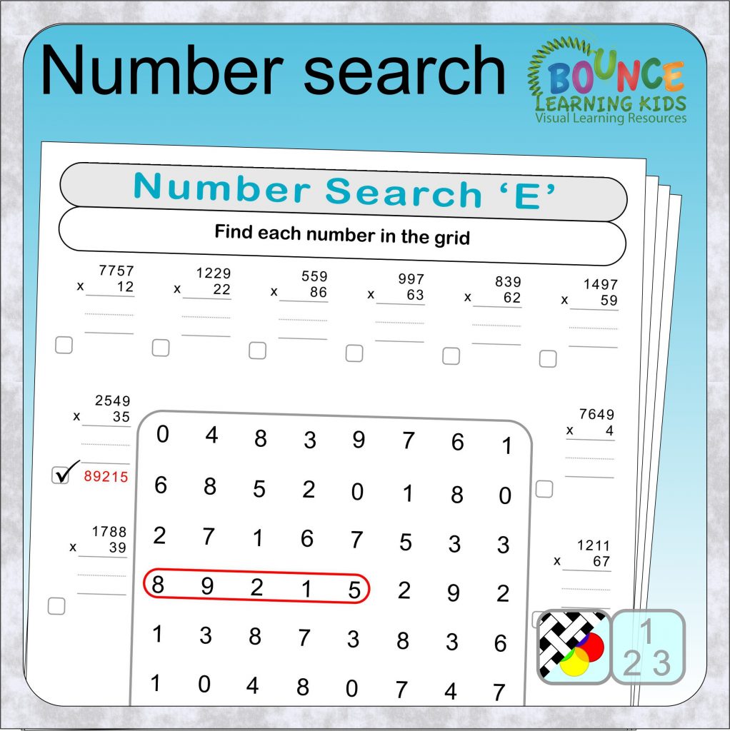 Number Search Worksheets – Find Each Number Printable number search worksheet designed for kids to find numbers in a grid