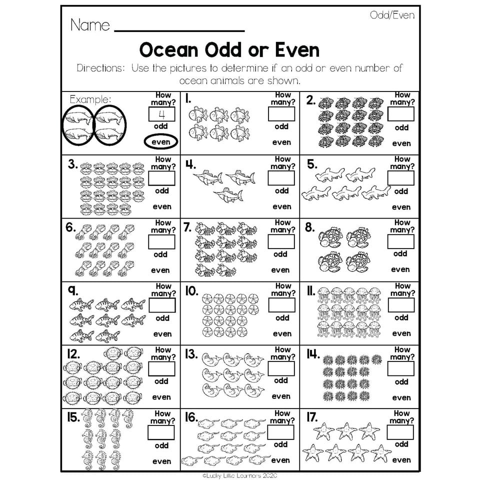 Ocean Math Worksheets For 2nd Grade - 2nd Grade Math Worksheets - Operations and Algebraic Thinking - Odd and ...