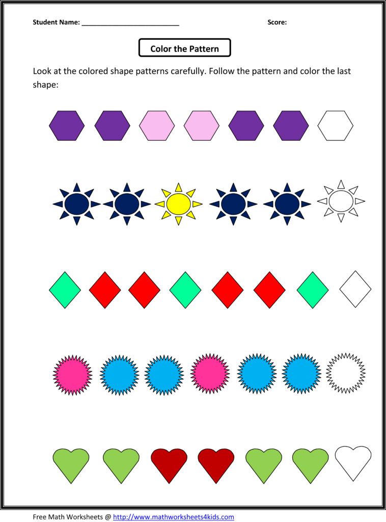 Patterns Practice Worksheet for 2nd Grade | MySchoolsMath.com Patterns Practice Worksheet for 2nd Grade | MySchoolsMath.com