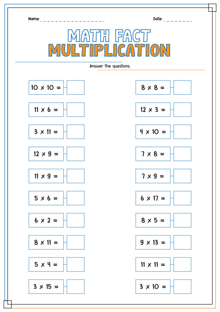 Printable hard multiplication worksheets featuring 100 problems for practice