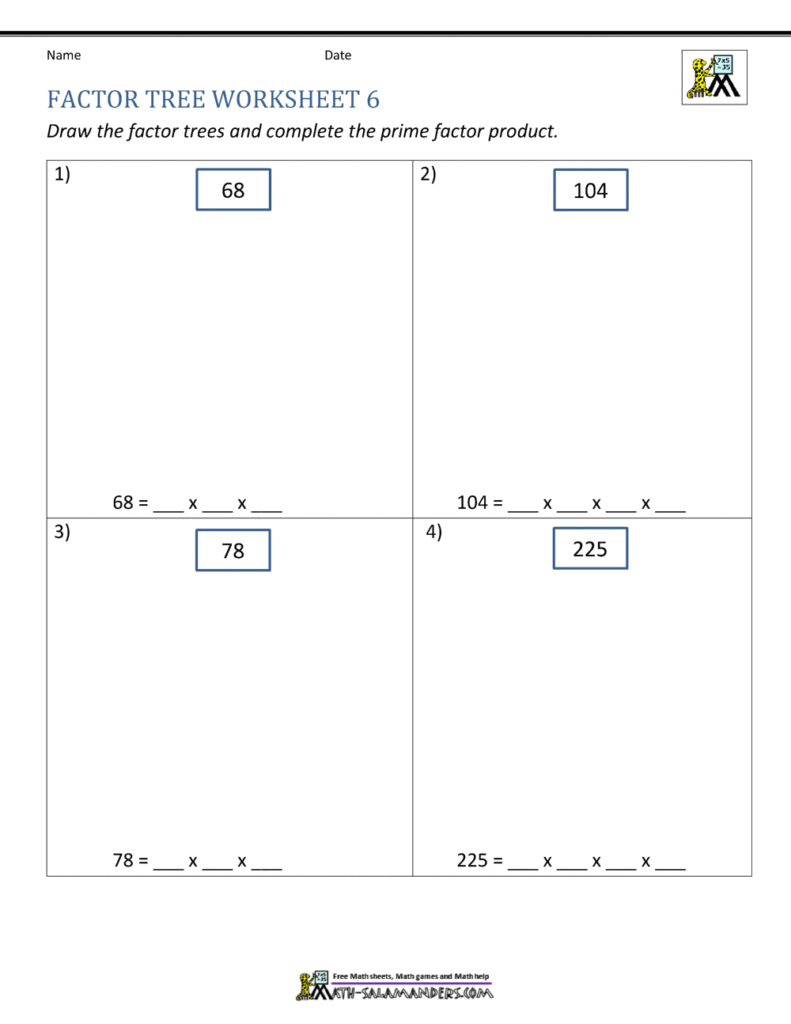 Prime Factorization | 4th Grade Prime Factor Worksheets – Worksheets … Prime Factorization | 4th Grade Prime Factor Worksheets - Worksheets ...