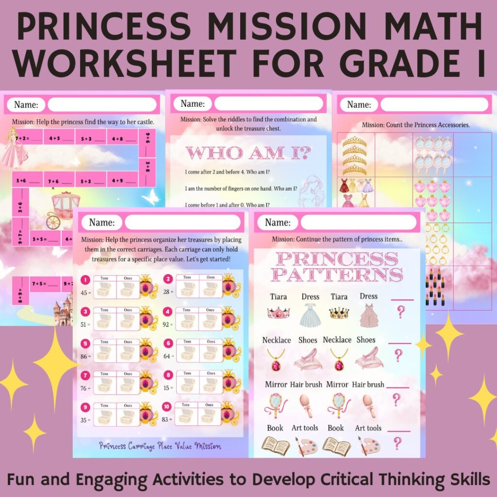 Princess Mission Math Worksheet for Grade 1 – Etsy Princess Mission Math Worksheet for Grade 1 - Etsy