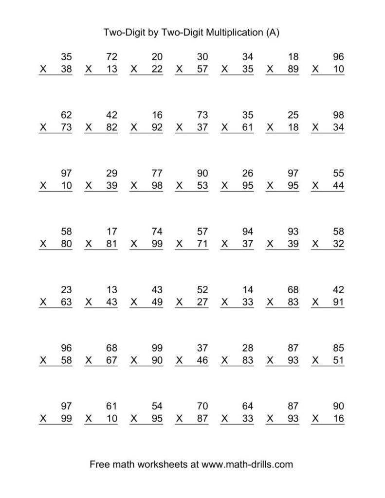Printable Double Digit Multiplication Worksheets - Free Printable