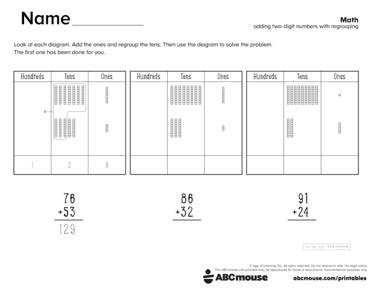 Free Printable Math Sheets For 2nd Grade featuring addition and subtraction problems with regrouping