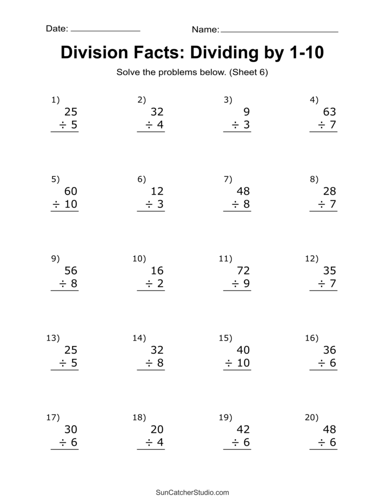 Printable Math Worksheets 6th Grade – division worksheets Printable Math Worksheets 6th Grade - division worksheets