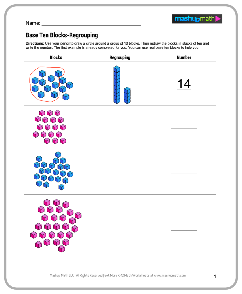Printable Math Worksheets for 2nt1 Grade