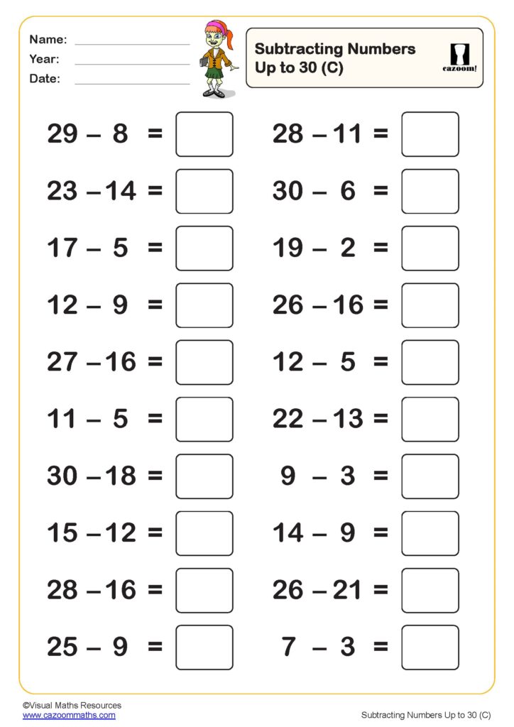 Printable Maths Worksheets Year 2