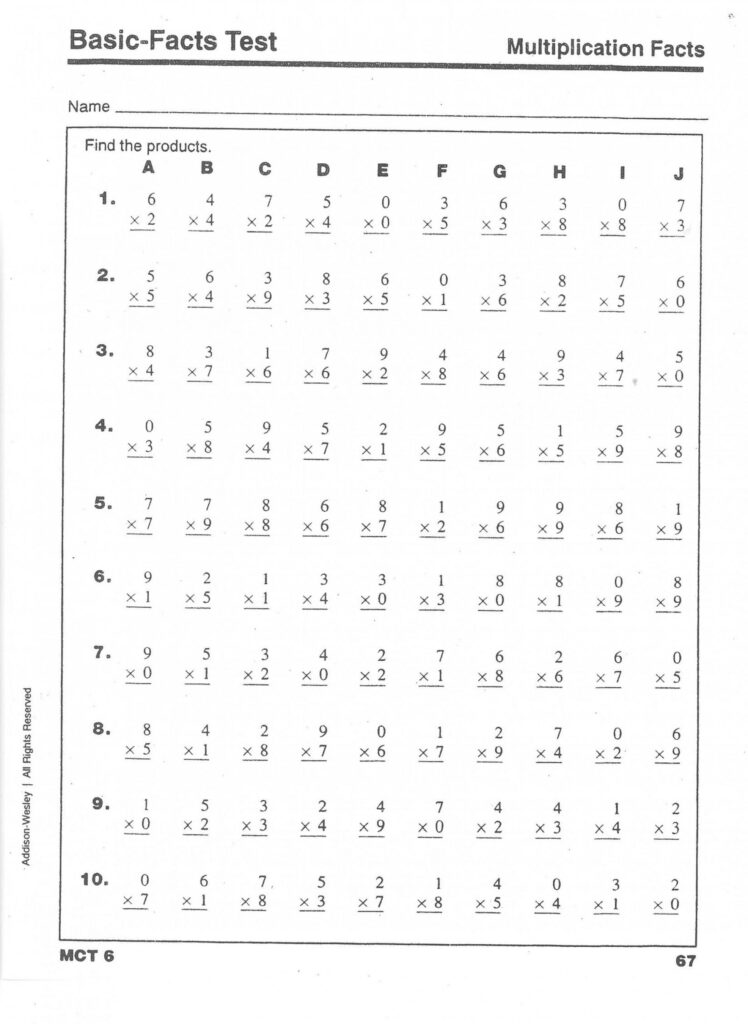 Printable Multiplication Timed Tests - Printable Calendars AT A GLANCE