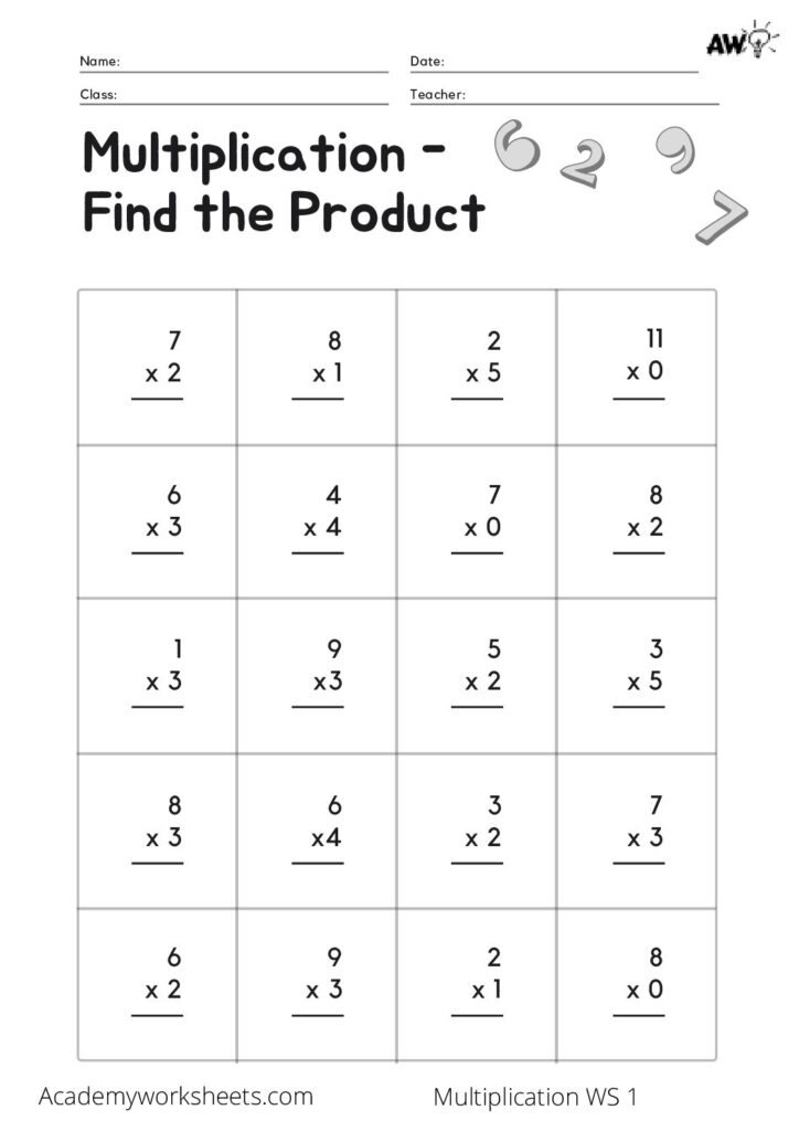 Printable Multiplication Worksheet 1-5 | Free Download