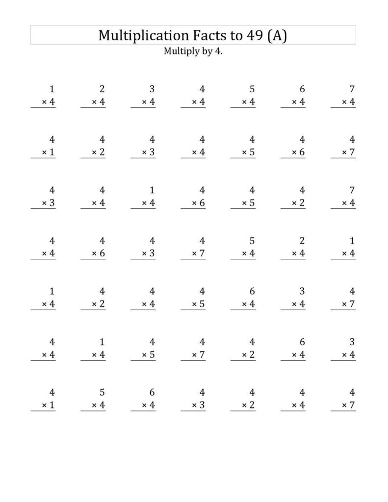 Printable Multiplication Worksheets Grade 4
