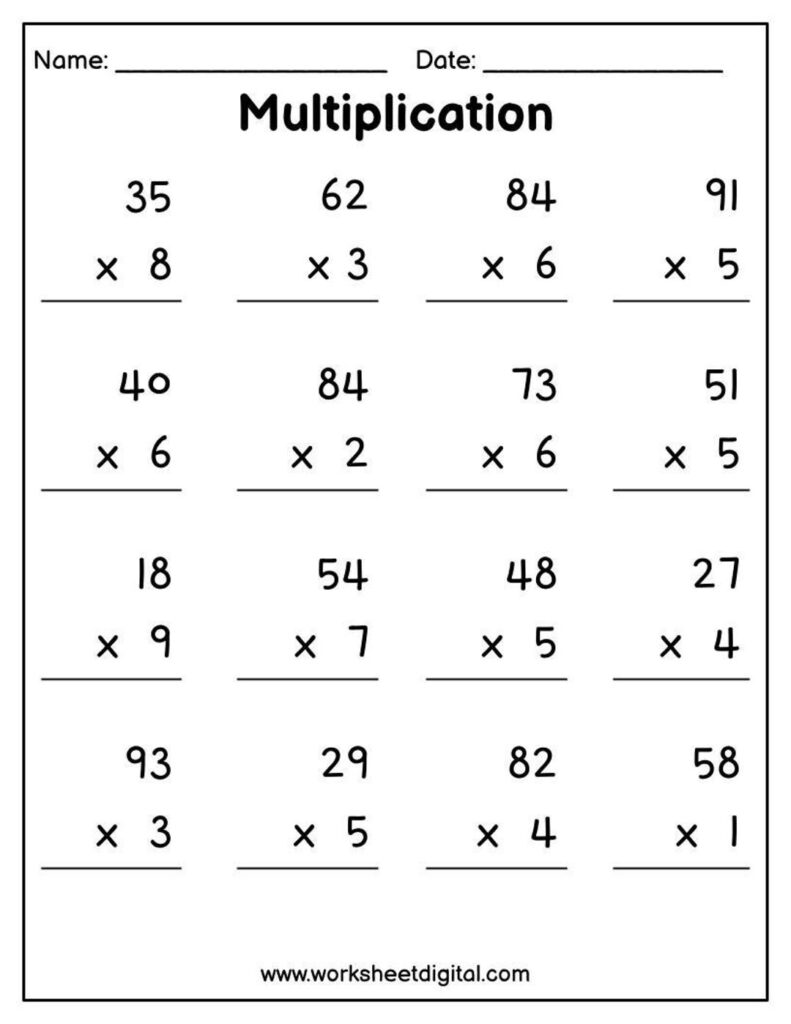 Printable Multiplication Worksheets, Multiplying Worksheets 2 Digit by … Printable Multiplication Worksheets, Multiplying Worksheets 2 Digit by ...