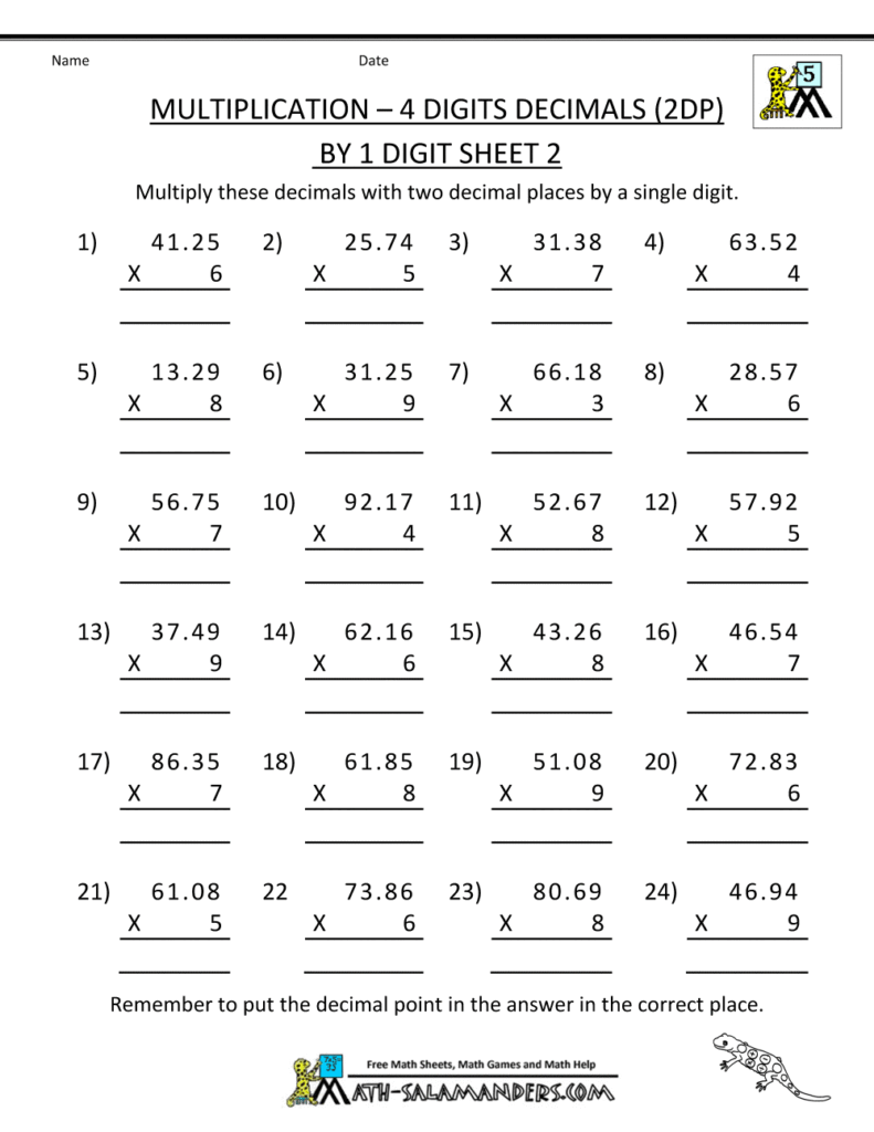 Printable Worksheets For Grade 4 Multiplication at Riley Coleman Blog